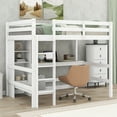 thumbnail image 1 of Harper & Bright Designs Full Size Loft Bed with Storage Shelves, Wooden Full Loft Bed Frame with Under-bed Desk and Built-in Ladder for Boys Girls Teens, White, 1 of 15
