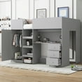 thumbnail image 1 of Harper & Bright Designs Full Size Loft Bed with Wardrobe and Desk, Wood Full Loft Bed Frame with Storage Shelves and Drawers, Grey, 1 of 13