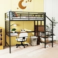 thumbnail image 1 of Harper & Bright Designs Full Size Metal Loft Bed with Desk and Metal Grid, Stylish Metal Frame Bed with Lateral Storage Ladder and Wardrobe, Black, 1 of 9