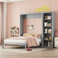 thumbnail image 1 of Harper & Bright Designs Full Size Modern Solid Wood Murphy Bed with Shelves, Gray, 1 of 14