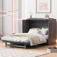 thumbnail image 1 of Harper & Bright Designs Full Size Murphy Bed, Wooden Full Murphy Bed Frame with Large Drawers, Chest Cabinet Bed with USB Ports, Gray, 1 of 19