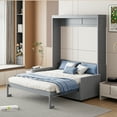 thumbnail image 1 of Harper & Bright Designs Full Size Murphy Bed, Wooden Full Murphy Bed with Cushion, Wall Bed with Sofa for Home Office or Small Room, Gray, 1 of 14