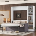 thumbnail image 1 of Harper & Bright Designs Full Size Murphy Bed with Sofa, Wall Bed with Cushion, Murphy Bed with Shelves for Bedroom Guestroom Small Room, White, 1 of 16