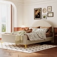 thumbnail image 1 of Harper & Bright Designs Full Size Upholstered Bed with Semi-Circle Shaped headboard, Velvet Platform Daybed with Metal Legs, Beige, 1 of 10