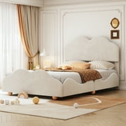 Churanty Full Size Upholstered Platform Bed with Cloud Shaped bed board, Beige