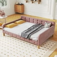 thumbnail image 1 of Harper & Bright Designs Full Size Velvet Upholstered Daybed with Button Tufted and 4 Wood Support Legs, Full Day Bed Sofa Bed Frame for Livingroom Bedroom Apartment, Pink, 1 of 10