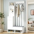 thumbnail image 1 of Harper & Bright Designs Hall Tree with Bench and Shoe Storage, Mudroom Bench with Coat Rack and Pegboard and 4 Hooks for Hallway Living Room, White, 1 of 19