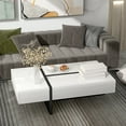 thumbnail image 1 of Harper & Bright Designs High Gloss Coffee Table Modern Rectangle Cocktail Table, Sofa Center Table for Living Room, White, 1 of 15