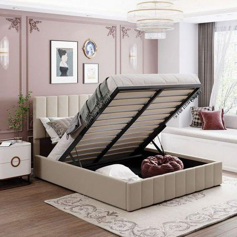 Churanty Hydraulic Storage Bed Frames Queen Size Platform Bed with
