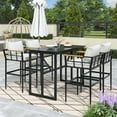 thumbnail image 1 of Harper & Bright Designs Iron Outdoor Counter Height Dining Set for 4, 5 Pieces All-Weather Patio Dining Furniture Set with Table and 4 Chairs for Pub Backyard Balcony Garden, Beige, 1 of 16