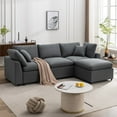 thumbnail image 1 of Harper & Bright Designs L-Shaped Convertible Sectional Sofa with Reversible Sleeper Chaise, Upholstered 3 Seater Corner Couch with Down Filled for Living Room Apartment Office, 104.3" Dark Gray, 1 of 16