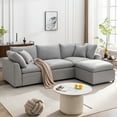 thumbnail image 1 of Harper & Bright Designs L-Shaped Convertible Sectional Sofa with Reversible Sleeper Chaise, Upholstered 3 Seater Corner Couch with Down Filled for Living Room Apartment Office, 104.3" Light Gray, 1 of 12
