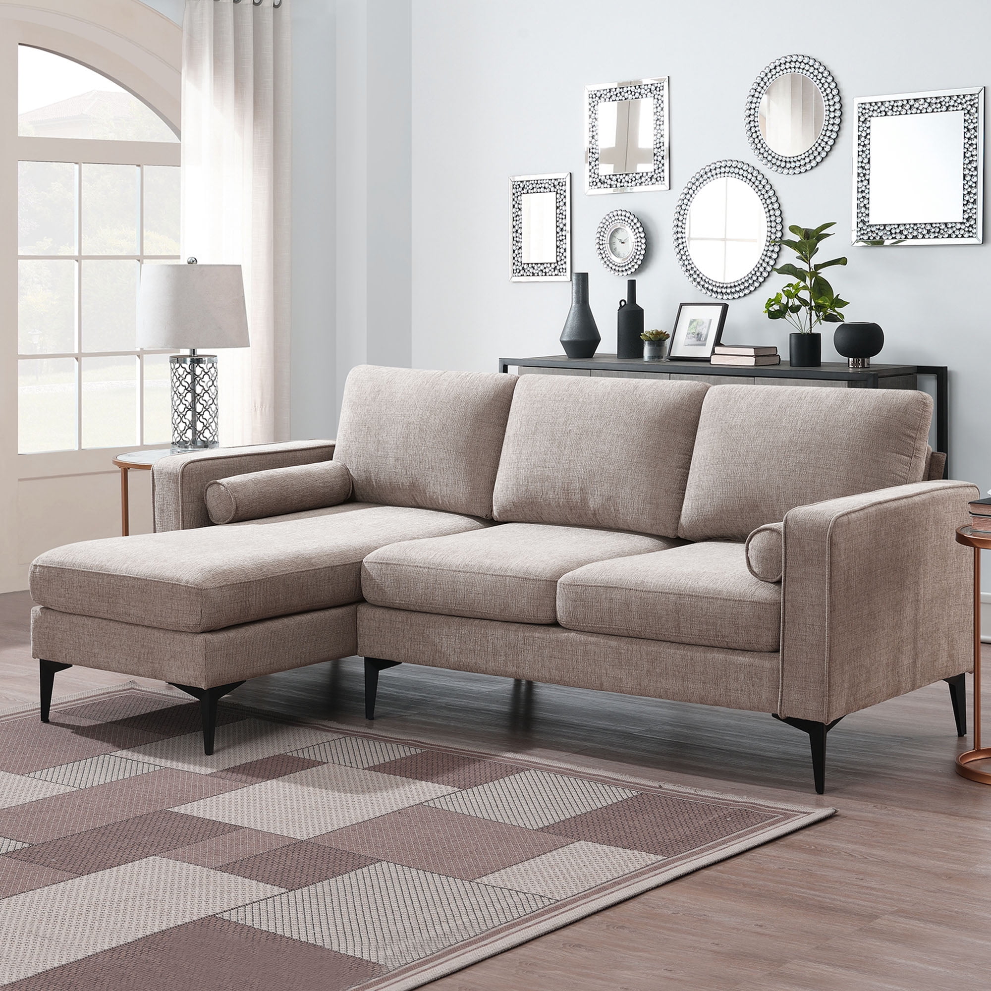 Churanty L Shaped Sofa for Small Spaces Convertible Sectional Sofa with ...
