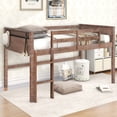 thumbnail image 1 of Churanty Low Twin Size Loft Bed Frame for Kids,Wood Junior Loft Bed Frame with Hanging Clothes Racks, Natural, 1 of 14