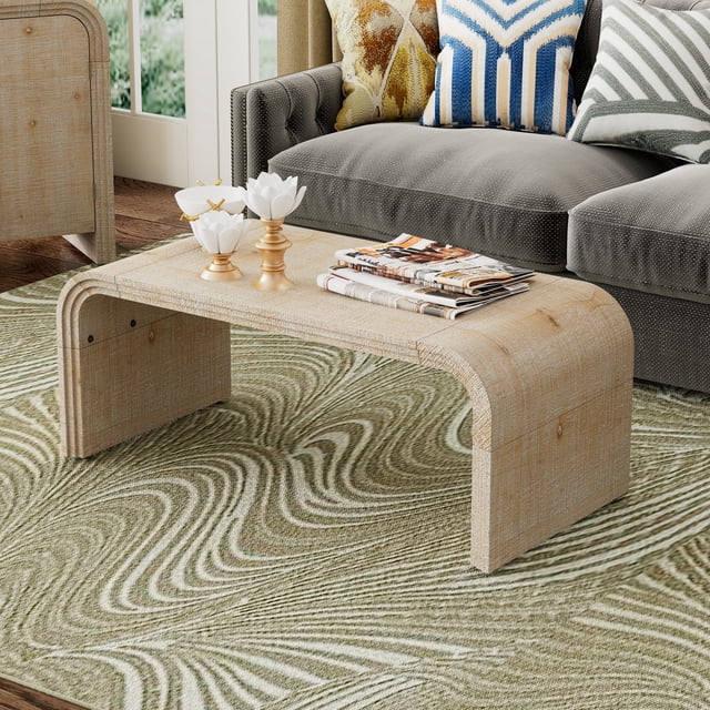 Churanty Minimalist Coffee Table with Curved Art Deco Design for Living ...