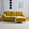 thumbnail image 1 of Harper & Bright Designs L-Shaped Sectional Sofa Set with Chaise and Lounger, 3-Seat Couch with Gold Metal, Velvet Upholstered Sectional Sofe for Living Room, Yellow, 1 of 11