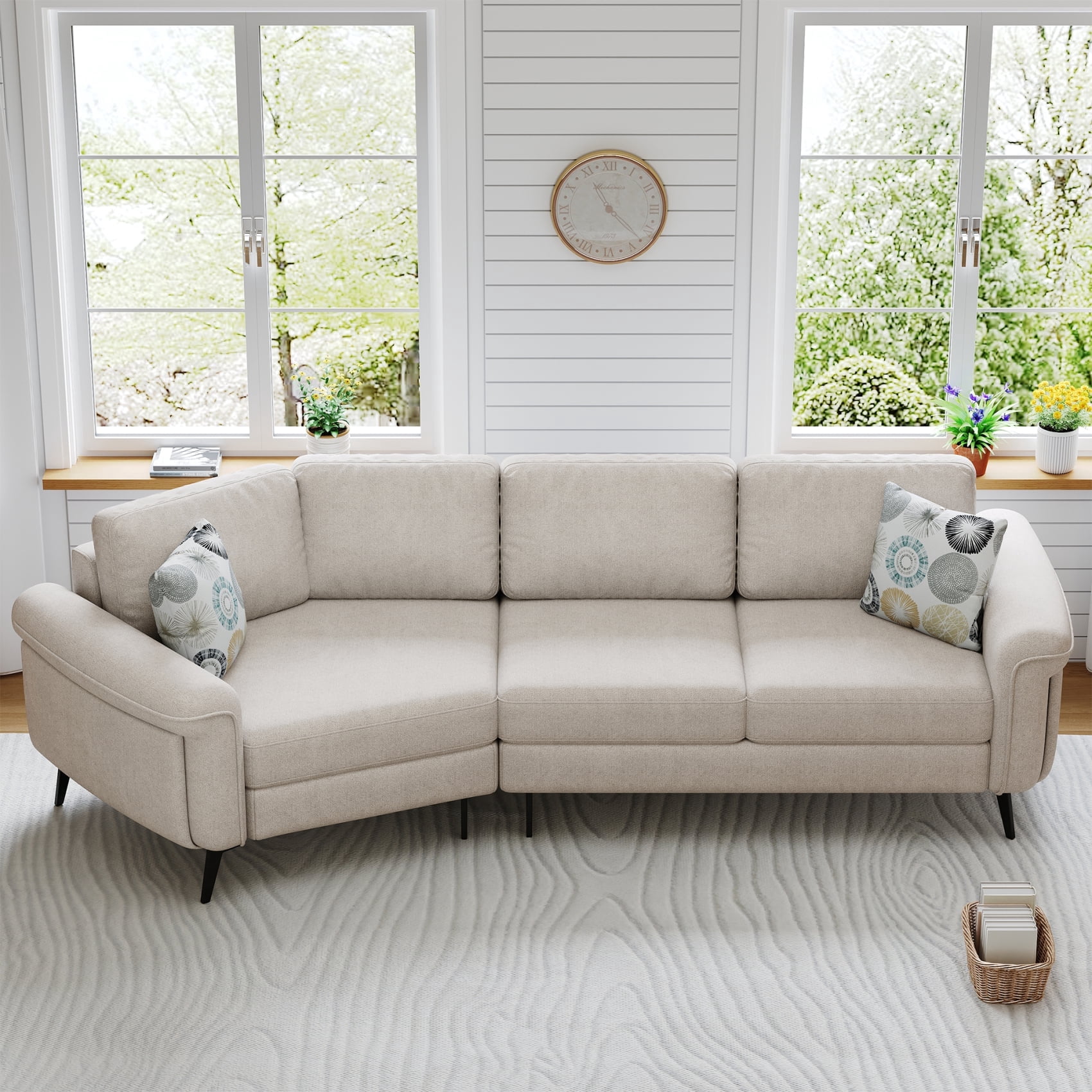 Harper & Bright Designs Modern Curved Sectional Sofa, Upholstered 3 ...