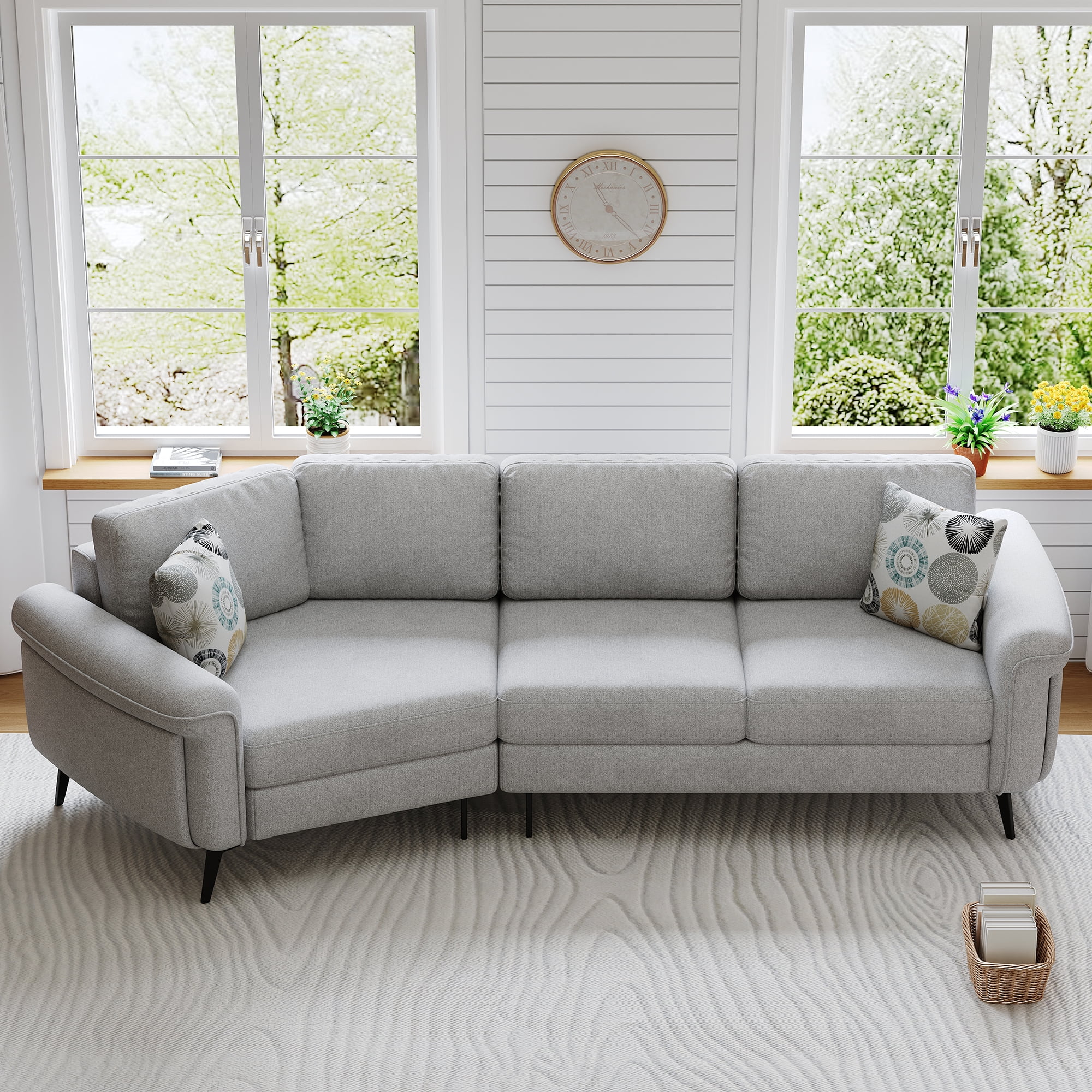 Harper & Bright Designs Modern Curved Sectional Sofa, Upholstered 3 ...