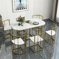 thumbnail image 1 of Harper & Bright Designs Modern Marble Dining Table Set for 6 with Metal Frame, Rectangular Marble Sticker Table and 6 Chairs for Dining Room Kitchen, Golden+White, 1 of 17