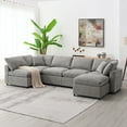 thumbnail image 1 of Harper & Bright Designs Modern Modular Cloud Sofa, Chenille Sectional Sofa with Ottoman, U Shaped Convertible Sofa for Living Room, Gray, 1 of 21