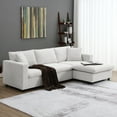thumbnail image 1 of Harper & Bright Designs Modern Sectional Sofa with Convertible Ottoman L shaped Couch Set for Small Space Apartment Office, White, 1 of 17