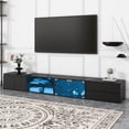 thumbnail image 1 of Harper & Bright Designs Modern TV Stand for 105 inch TV with LED Light, Wood TV Storage Cabinet with Glass Doors, Entertainment Center with 2 Drawers and APP Controlled for Living Room, Black, 1 of 20