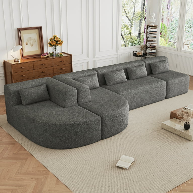 Churanty Modular Boucle Floor Couch Set,Modern Compressed