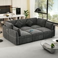 thumbnail image 1 of Harper & Bright Designs Modular L-Shaped Sectional Sofa Bed with Movable Ottoman, Chenille Reversible Convertible Sofa with 2 USB Charging Ports for Living Room Small Spaces Apartment, 85.4" Black, 1 of 20