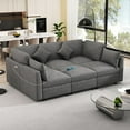 thumbnail image 1 of Harper & Bright Designs Modular L-Shaped Sectional Sofa Bed with Movable Ottoman, Chenille Reversible Convertible Sofa with 2 USB Charging Ports for Living Room Small Spaces Apartment, 85.4" Grey, 1 of 20