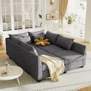 Churanty Modular Sectional Sofa Large U Shaped Couch Sleeper Free Combination Sectional couch with Storage Seat for Living Room,Dark Gray