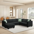 thumbnail image 1 of Harper & Bright Designs Modular Sectional Sofa with Ottoman Couch L Shape Corner Sofa Sets 7 Seats Fabric Couch for Living Room, Black, 112 * 87 inch, 1 of 18