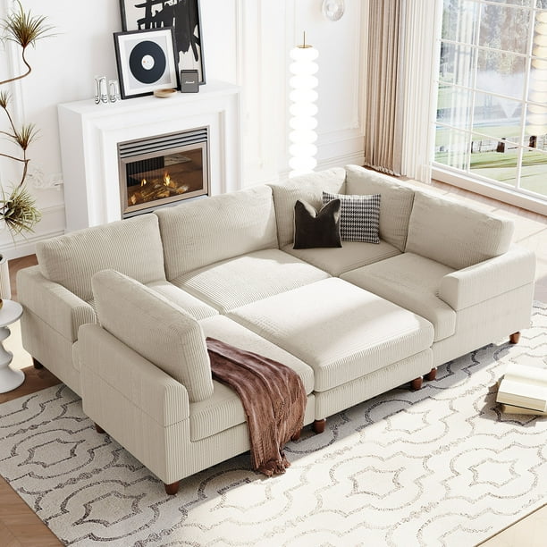 Churanty Modular Sectional Sofa with Ottoman,Oversized 3 Seat Free