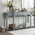 thumbnail image 1 of Churanty Narrow Side Table Farmhouse Console Table with Drawers and Bottom Shelf, 60" Long Sofa Table Entryway Table for Entryway Living Room Hallway,Antique Gray, 1 of 15