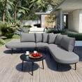 thumbnail image 1 of Harper & Bright Designs Outdoor Half Moon Patio Sofa with Coffee Table, All Weather Iron Frame Curved Conversation Seating Set with Padded Seats and Backrest Cushions for Backyard Garden, Gray, 1 of 12