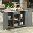 thumbnail image 1 of Harper & Bright Designs Outdoor Kitchen Island with Foldable Tabletop and Wheels, Patio Rolling Cart Bar Table with Stainless Steel Top, Ample Storage Space for Garden, Grey, 1 of 16