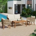 thumbnail image 1 of Harper & Bright Designs Outdoor Patio Conversation Set Wicker 4 Pieces Patio Furniture Set with Rattan Chair Loveseats Coffee Table for Garden Backyard Porch Poolside Balcony, Beige+Natural, 1 of 18