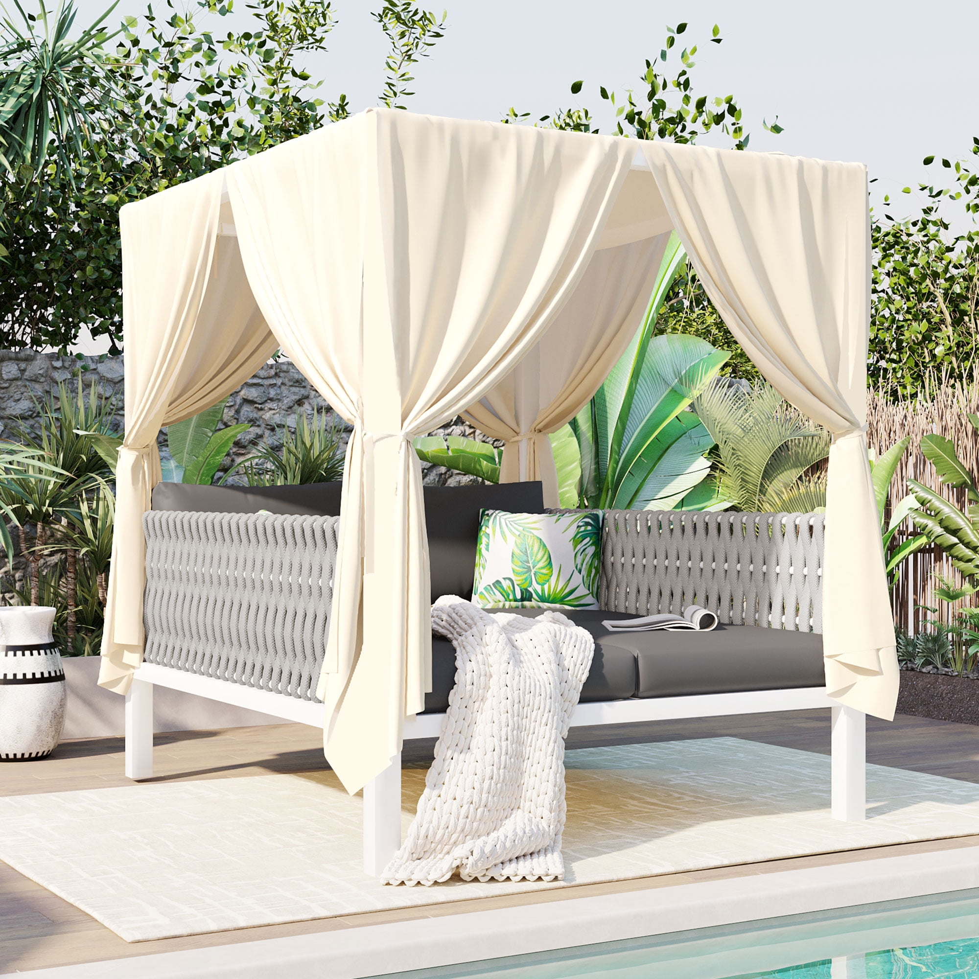 Harper & Bright Designs Outdoor Patio Sunbed Daybed with