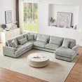 thumbnail image 1 of Harper & Bright Designs Oversized U-Shaped Sectional Sofa with Chaise Lounge, Soft Corduroy Upholstered Couch for Living Room Apartment Large Space, 129" Grey, 1 of 20