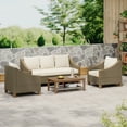 thumbnail image 1 of Harper & Bright Designs Patio Furniture Set, 4 Pieces Outdoor Wicker Rattan Sofa Couch with Chairs and Wooden Coffee Table, All Weather Conversation Set for Backyard Porch Garden, Brown Grey, 1 of 15