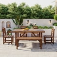 thumbnail image 1 of Harper & Bright Designs Patio Outdoor Acacia Wood Dining Set for 6, 6 Pieces All Weather Farmhouse Dining Furniture Table Set with Bench and 4 Chair for Outdoor Garden Porch, Brown, 1 of 8