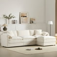 thumbnail image 1 of Harper & Bright Designs Plush Chenille Modular Sectional Sofa with Ottoman, L-Shaped 3 Seat Cloud Couch Set, Double Soft Cushions, Deep Wide Seating & Reversible Config for Living Room, Cream, 1 of 13