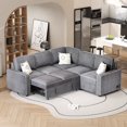 thumbnail image 1 of Harper & Bright Designs Pull Out Couch Bed Sleeper Sofa with USB Ports, L Shaped Couch Convertible Sectional Sofa with Power Sockets for Living Room, Gray, 1 of 15