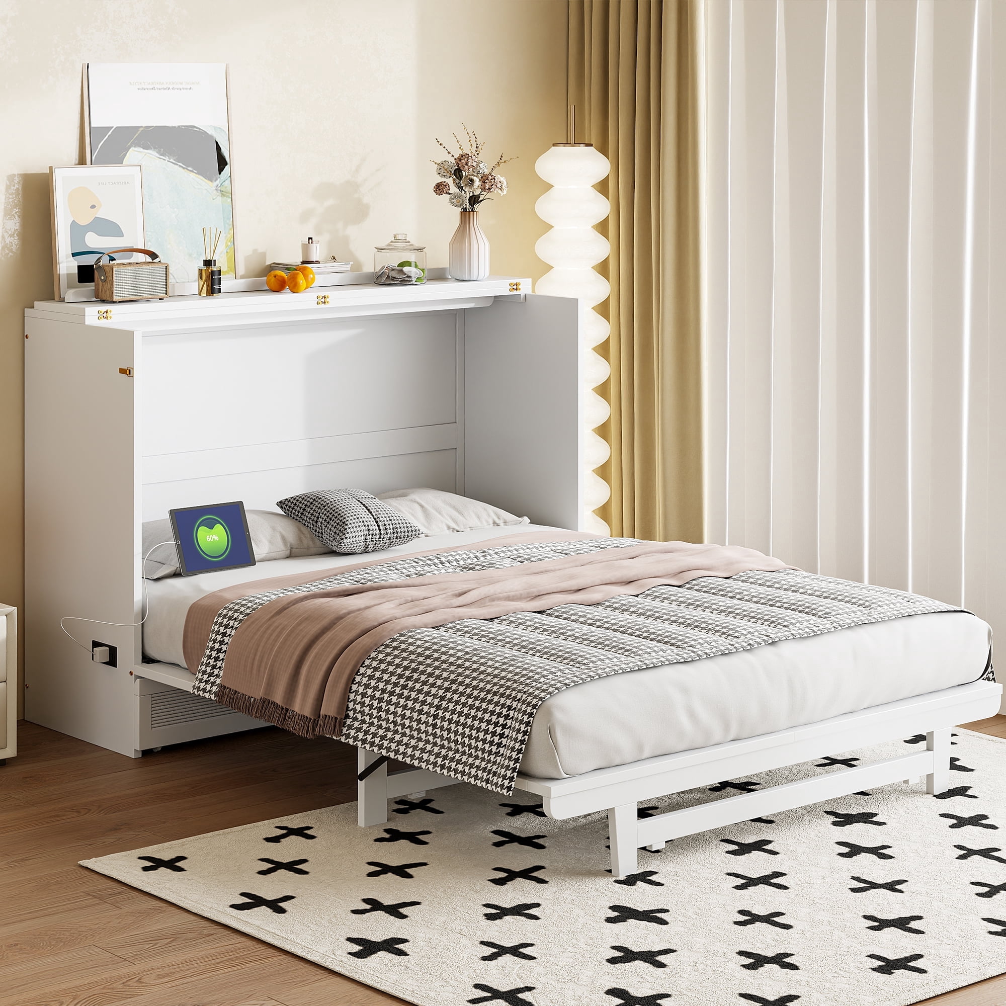 Harper & Bright Designs Queen Size Murphy Bed, Wooden Queen Murphy Bed ...