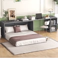 thumbnail image 1 of Harper & Bright Designs Queen Size Murphy Bed with Rotable Desk, Cabinet Beds Foldable Wall Bed Frame for Guest Room Home Office, Gray, 1 of 17