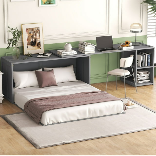 Churanty Queen Size Murphy Bed with Rotable Beds Foldable