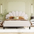 thumbnail image 1 of Harper & Bright Designs Queen Size Upholstered Platform Bed Frame with Flower Pattern Velvet Headboard, Bean paste red, 1 of 11