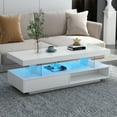 thumbnail image 1 of Harper & Bright Designs Rectangle LED Coffee Table with Storage, Modern White Coffee Table with LED Lights, Center Table with 2 Drawers and Display Shelves for Living Room, 1 of 15