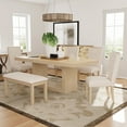 thumbnail image 1 of Harper & Bright Designs Rectangular Extendable Dining Table Set with Bench for 6, Wood Kitchen Dining Table with Removable Leaf, 4 Upholstered Dining Chairs for Dining Room, Natural+Beige, 1 of 19