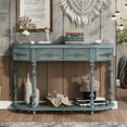thumbnail image 1 of Harper & Bright Designs Retro Wood Curved Console Table, Half Moon Hall Sofa Table Entryway Table with Drawers & Shelf for Living Room, 52'' Antique Blue, 1 of 14