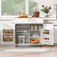 thumbnail image 1 of Harper & Bright Designs Rolling Kitchen Island with Storage, Kitchen Island on Wheels with Adjustable Shelf Tower Rack, Kitchen Cart with Wood Top and Internal Storage Rack, White, 1 of 20